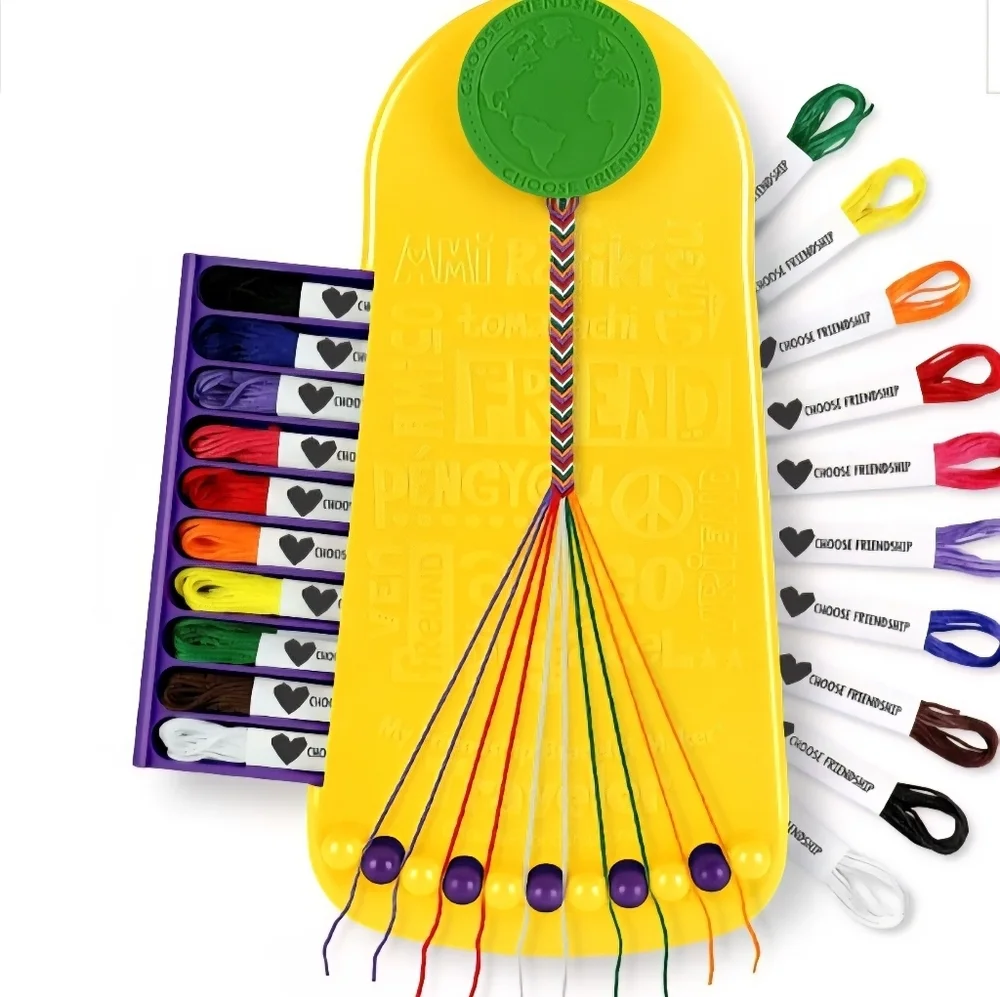 NIB Firendship Bracelet Making Kit Pre-Cut Threads, Portable Loom with Storage